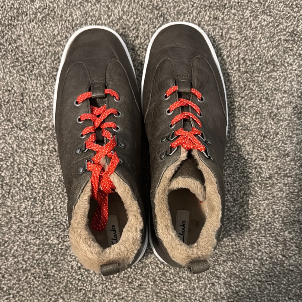 Clarks Brown and Red Sneakers with Classic Silhouette